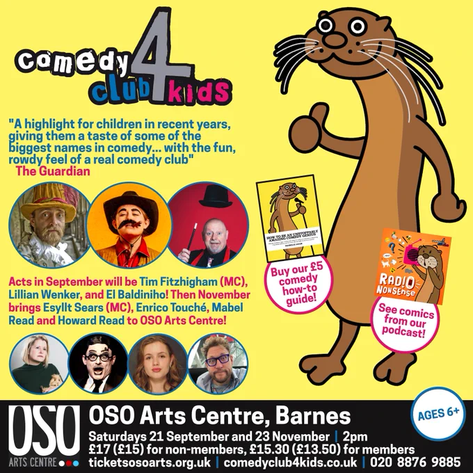 Acts in September will be Tim Fitzhigham (MC), Lillian Wenker, and El Baldiniho! Then November brings Esyllt Sears (MC), Enrico Touché, Mabel Read and Howard Read to OSO Arts Centre!