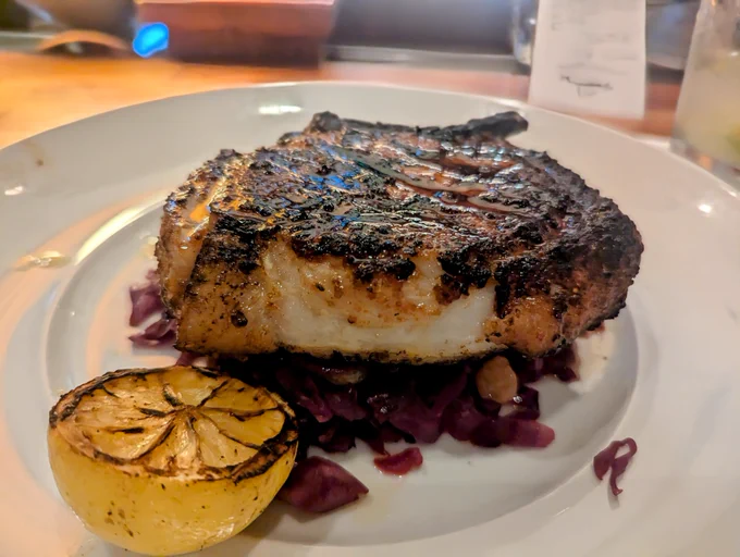 Pork chop on red cabbage