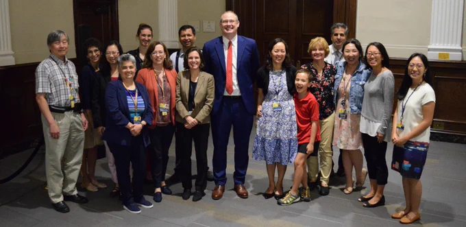Group photo of attendees at Dr. Eva Tsengs promotion celebration.