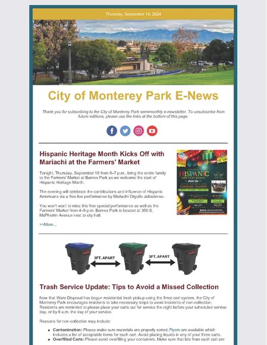 E-newsletter page.