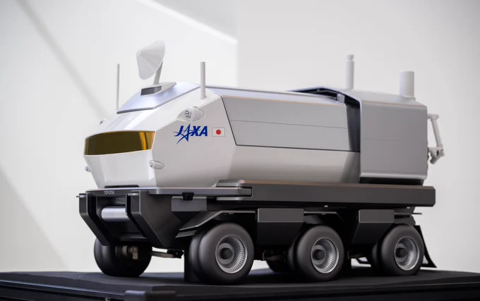 A model of the Pressurized lunar rover is seen during a briefing discussing the historic agreement signed April 9th at NASA Headquarters, between the United States and Japan to advance sustainable human exploration of the Moon, Wednesday, April 10, 2024, at the Japan Aerospace Exploration Agency (JAXA) offices in Washington. Under the agreement, Japan will design, develop, and operate a pressurized rover for crewed and uncrewed exploration on the Moon. NASA will provide the launch and delivery of the rover to the Moon as well as two Japanese astronaut missions to the lunar surface. Photo Credit: Photo Credit: (NASA/Bill Ingalls)
