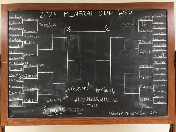 The Wichita State University Geology Dept’s Mineral Cup Bracket