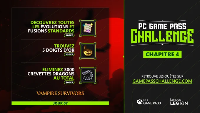 Les quêtes du jour 7 : 

- Découvrez toutes les évolutions et fusions standards
- Trouvez 5 doigts d'or
- Eliminez 3000 crevettes dragons au total