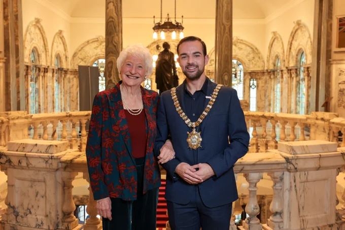 Lord Mayor of Belfast, Councillor Micky Murray, with Lady Mary Peters. 
