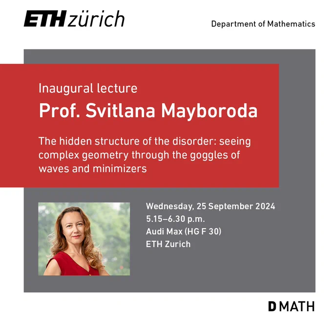 Prof. Svitlana Mayboroda, inaugural lecture, ETH Zurich, 25.09.2024