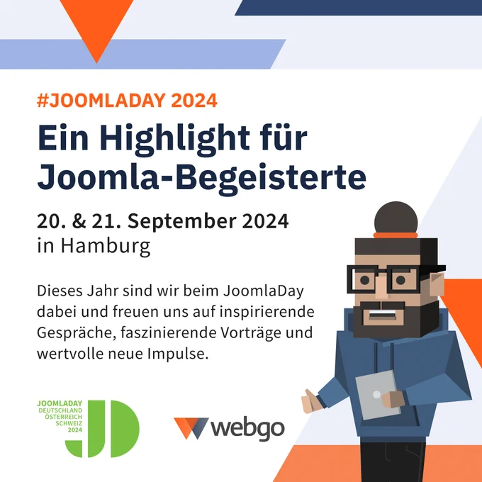 JoomlaDay DACH 2024 – das Highlight für alle Webentwickler, Agenturen und Enthusiasten des Alleskönner-CMS! Wir freuen uns, dieses Jahr JoomlaDay zu unterstützen und mit einer großartigen Community zusammenzukommen. Beim JoomlaDay DACH handelt es sich um DIE Veranstaltung für Joomla-Experten. Ob du bereits Joomla-Profi bist oder gerade erst anfängst – diese Veranstaltung bietet spannende Vorträge, praxisnahe Workshops und viele Gelegenheiten zum Netzwerken. Als Hosting-Experten werden wir außerdem einen Vortrag über "Hosting als Basis für Erfolg im Netz" halten, worüber wir uns sehr freuen. Dieser Vortrag findet am 21.09.2024 um 17 Uhr statt und wird von unserem Hosting-Guru Lukas Strasheim vorgetragen. Das Event findet vom 20.09. bis 21.09.2024 in Hamburg statt. Wir sind sehr stolz darauf, dieses Jahr als Sponsor und Partner diese tolle Veranstaltung unterstützen zu können und freuen uns auf den Austausch mit den tollen Menschen vor Ort!