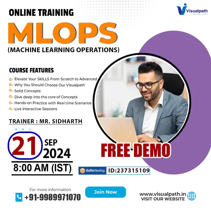 Join Now: https://meet.goto.com/237315109
Attend Online  #Freedemo On #MachineLearningOperations (MLOPS) by Mr. Siddharth
Demo on: 21st September, 2024 @ 8:00 AM (IST)
Contact us:  91 9989971070
WhatsApp: https://www.whatsapp.com/catalog/919989971070/
Blog link: https://visualpathblogs.com/
Visit: https://visualpath.in/mlops-online-training-course.html


#machinelearning, #MLOPS, #OnlineLearning, #FreeDemo, #Python, #datascience, #MLFlow, #Kubeflow, #metaflow, #Azure, #deeplearning, #artificialintelligence, #mlopstools, #visualpathedu, #education, #softwarecourses, #softwaredeveloper,