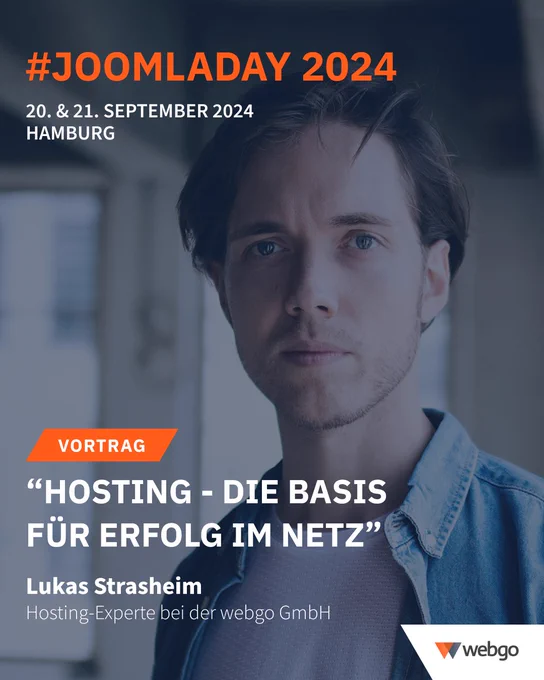 "Hosting - Die Basis für Erfolg im Netz - So könnt Ihr Euren Online-Erfolg passiv optimieren. ". Am zweiten Tag des #JoomlaDayDACH hält unser Hosting-Experte Lukas Strasheim einen Vortrag über das richtige #Hosting für den digitalen Erfolg.
