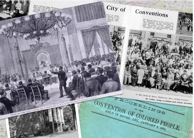 Photos and primary docs in a collage about Colored Conventions Movement