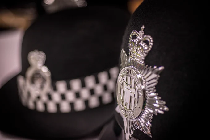 An image of Northumbria Police hats. 