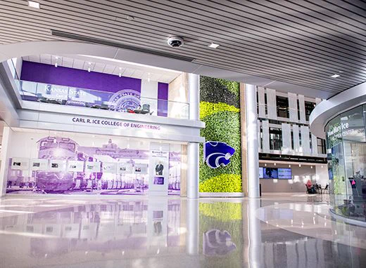 View of the living wall in the Engineering Hall atrium.