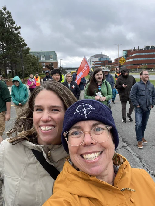 Geographers on the March, with Pottie-Sherman and Brown at the front of the photo. #ClimateSelfie