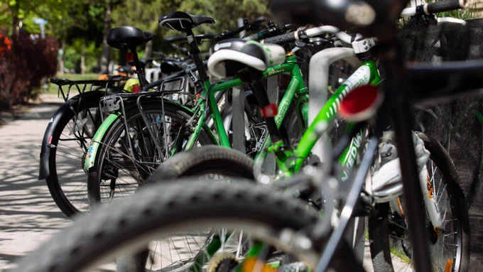 Bikes in front of Central Library.