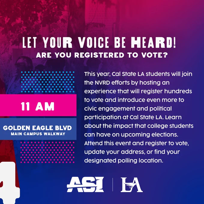 cal state la students will join NVRD efforts by hosting an experience to register to vote