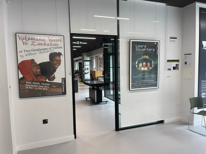 Posters in an exhibition room