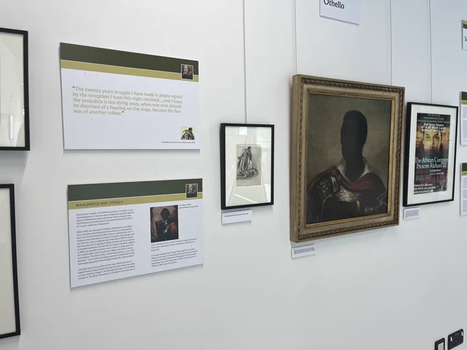 Painting and text boxes about Ira Aldridge