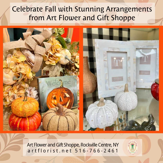 As autumn approaches, there's no better way to bring the season's beauty into your home than with a custom fall centerpiece or floral arrangement. Art Flower and Gift Shoppe in Rockville Centre is your go-to spot for breathtaking designs that capture the essence of September's crisp air and vibrant colors.

Visit http://artflorist.net, call us at 516.766.2461, or email us at Artflower1@aol.com to place your order today!

#FallFlorals #AutumnDecor #RockvilleCentreFlorist #FlowerArrangements #SeasonalCenterpieces

artflorist.net/product/designers-choice-fall-flowers
