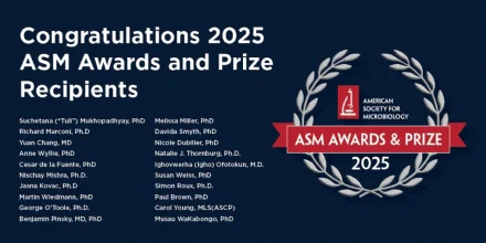 List of names of the 2025 ASM Awards and Prize recipients.