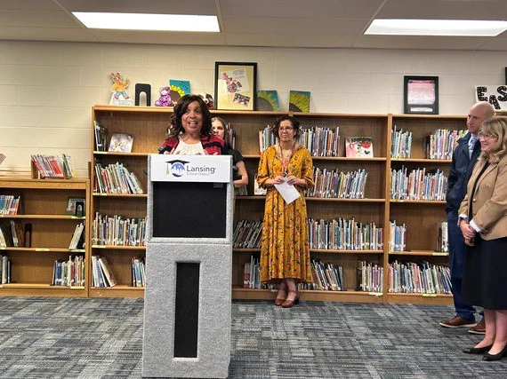 Dr. Beverly Walker-Griffea sharing her remarks at the PreK for All press conference.