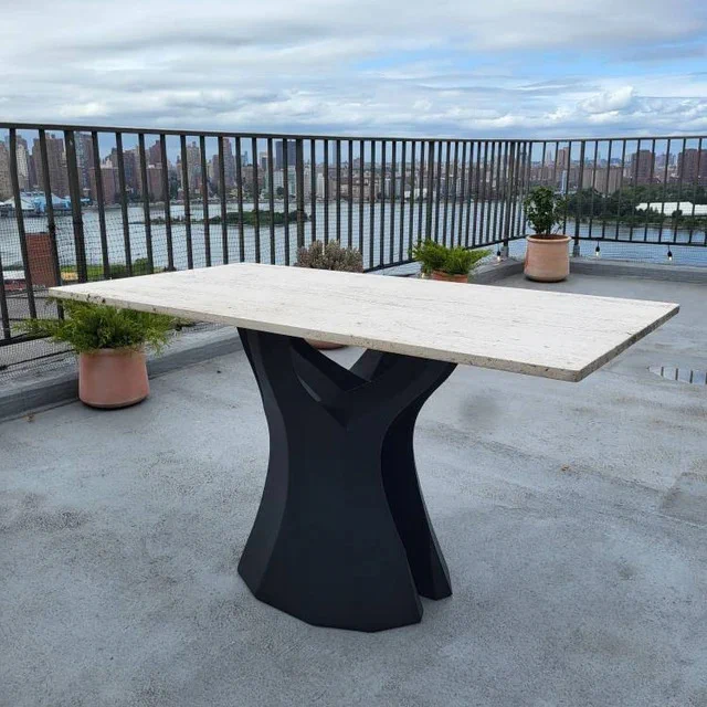 Marble tabletop and metal furniture legs