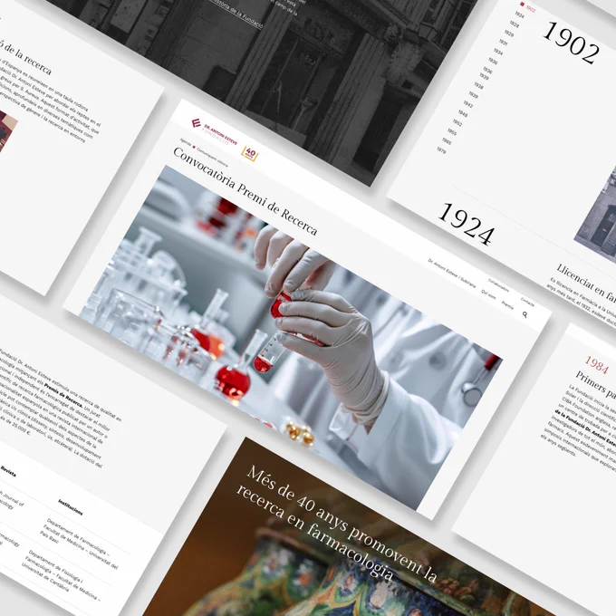 Composició de diferents pantalles del nou web de la Fundació Antoni Esteve.