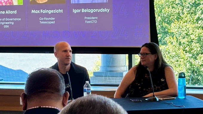 Max Faingezicht and Jane Allard talk about outsourcing vs. hiring at StartUp Boston Week 2024