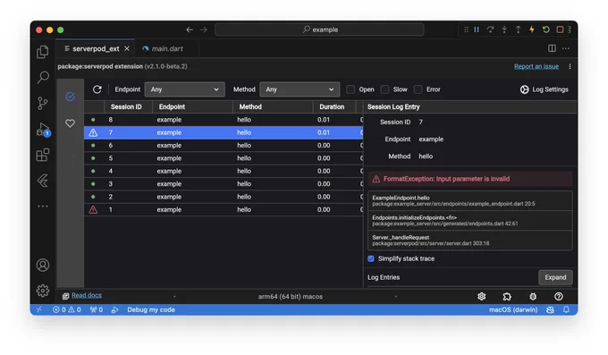 A screenshot of a computer screen displays a debugging interface with an error message highlighted. The error message, "FormatException: Input parameter is invalid" is shown in the stack trace. 