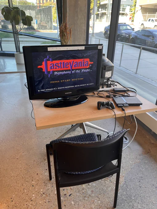 A setup of Castlevania video game on a Playstation 2 system. 