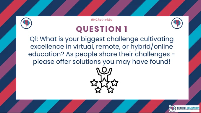 Q1: What is your biggest challenge cultivating excellence in virtual, remote, or hybrid/online education? As people share their challenges - please offer solutions you may have found!