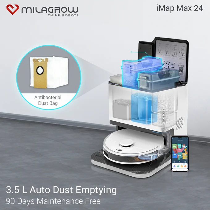 Auto Dust Emptying with Milagrow Robot Vacuum Cleaner
