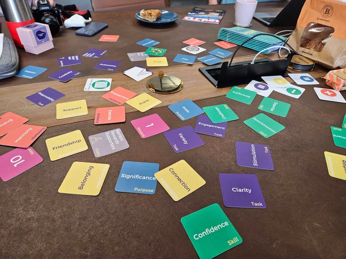 A photo of our experimental job crafting cards. 