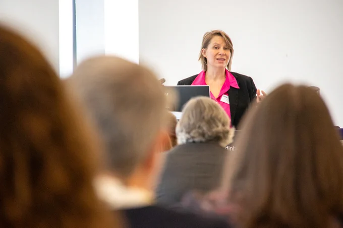 Associate Professor Isabelle Bartkowiak-Théron speaks at the event.