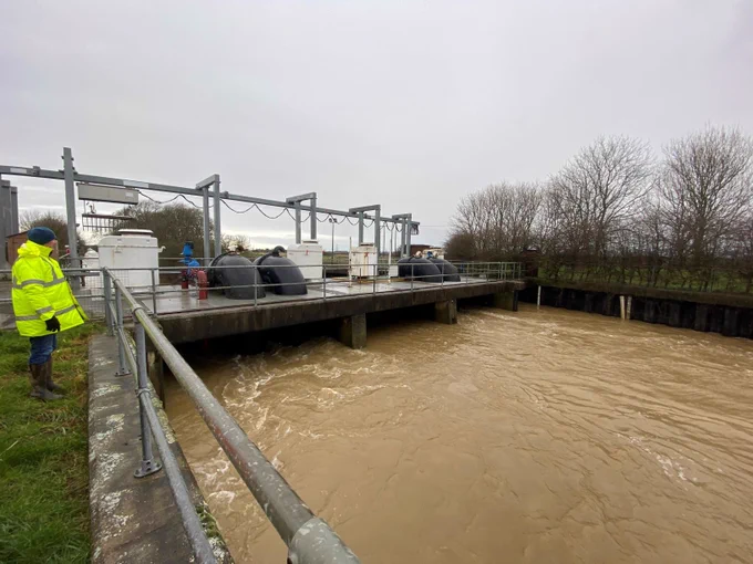A pumping station following heavy rain this winter