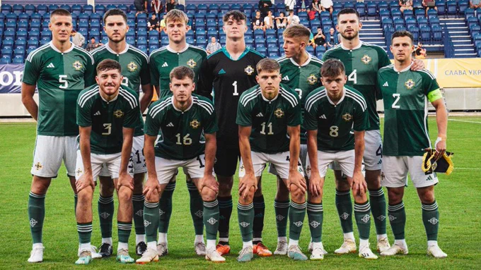 Tommy Fogarty lines up for Northern Ireland Under-21s.
