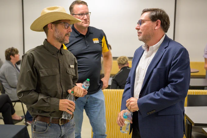 Attendees of a reception held at the College of Veterinary Medicine.