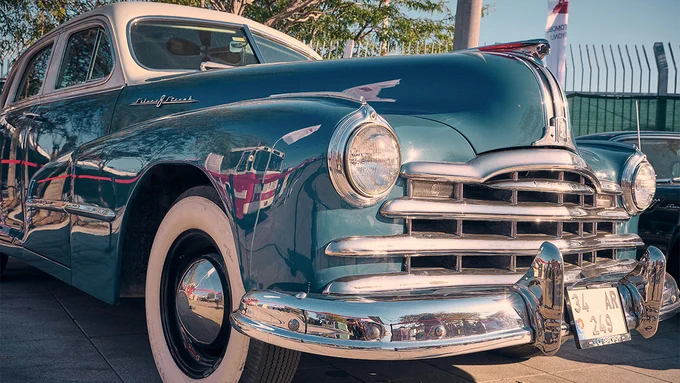 A vintage automobile.
