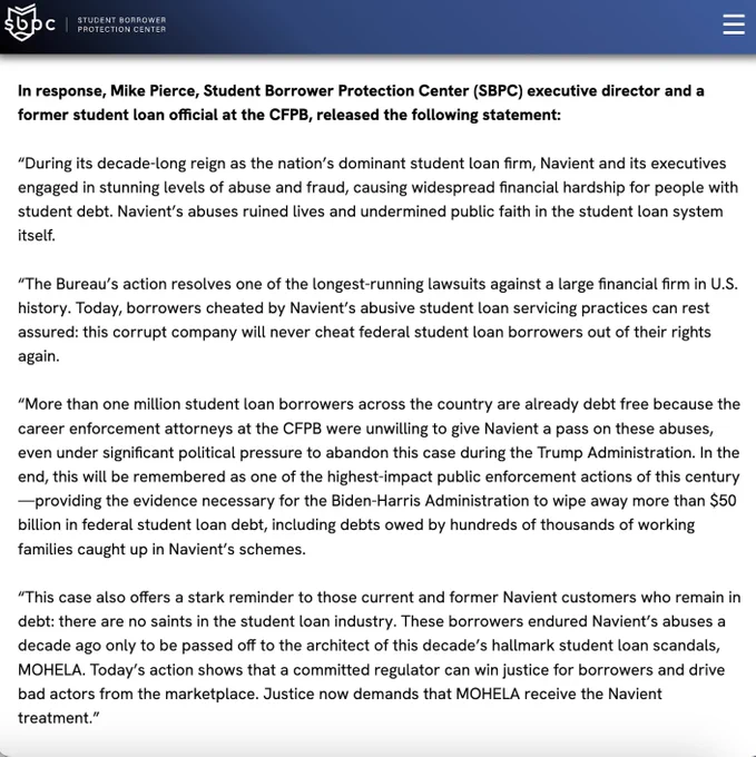 Screenshot of SBPC executive director Mike Pierce’s quote from linked SBPC press release 