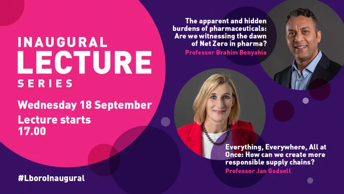 The event name, date and time alongside photos of the two Professors and their lecture titles