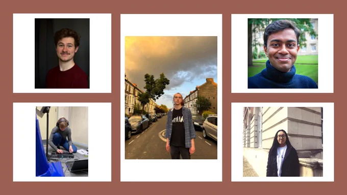 A montage of photographs of our 5 young composers