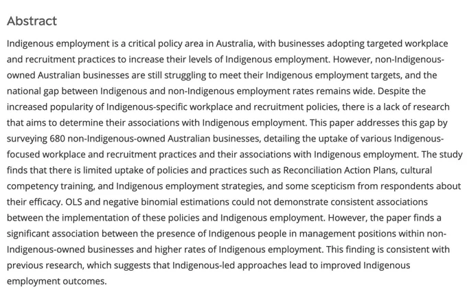 Indigenous workplace policies: the crucial role of Indigenous management