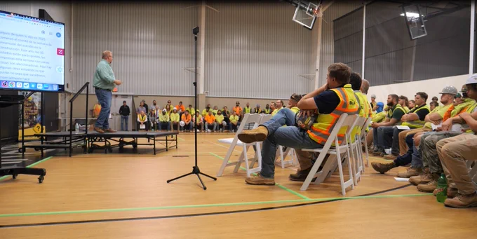 Speakers discussed mental health awareness at @MI_OSHA's #ConstructionSuicidePrevention event with CSM Group and Kalamazoo Country Club workers on Sept. 11, 2024.  