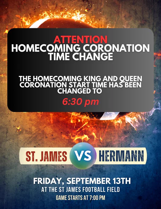 Homecoming Coronation Time Change