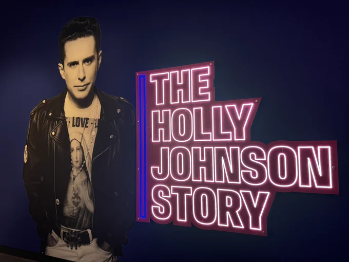 The Holly Johnson Story entrance - image of a young Holly Johnson on a wall
