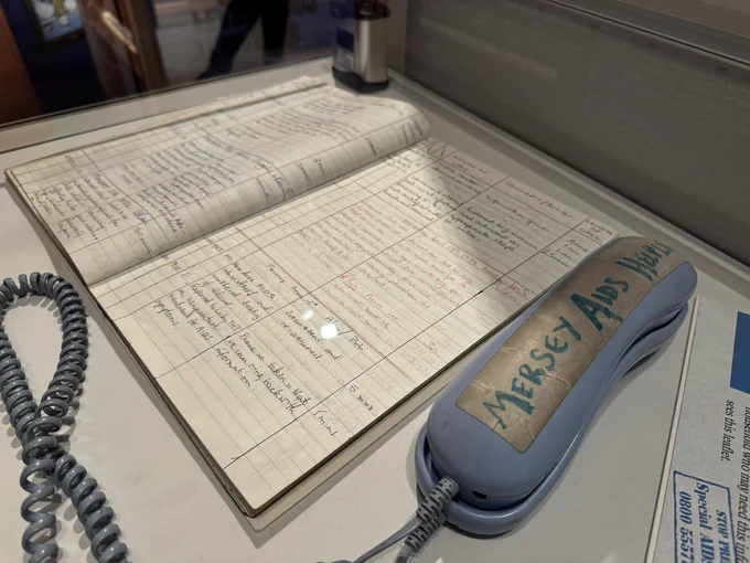 Sahirs donation of the original Mersey AIDS Helpline phone and log book