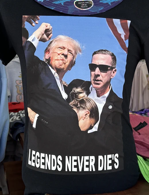 Trump shirt after being shot: "LEGENDS NEVER DIE'S"