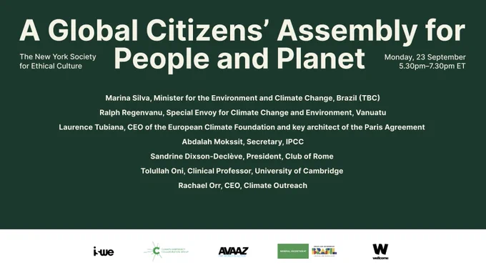 List of Speakers at launch event of Global Citizens' Assembly for People and Planet 