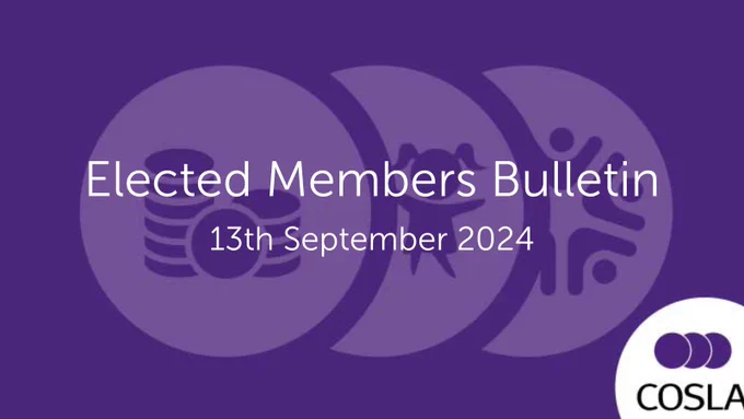 A purple graphic with white text which reads: Elected Members Bulletin - 13th September 2024.
