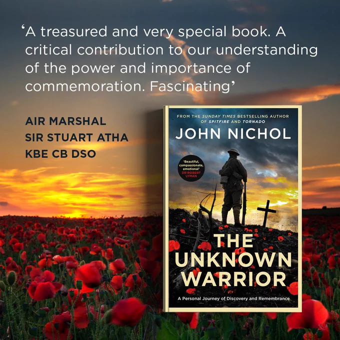 Photo of John's book on poppies with a quote saying it is fascinating 