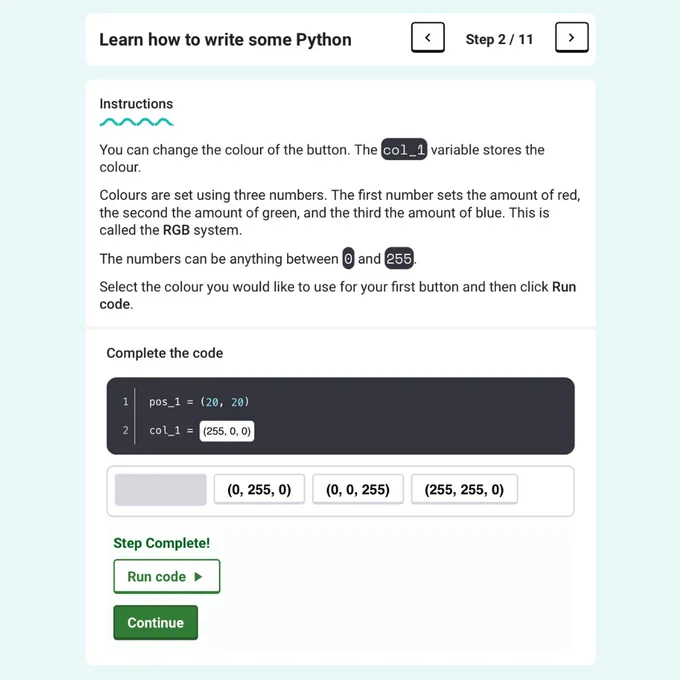 A screenshot of the 'Paint with Python' coding tool.
