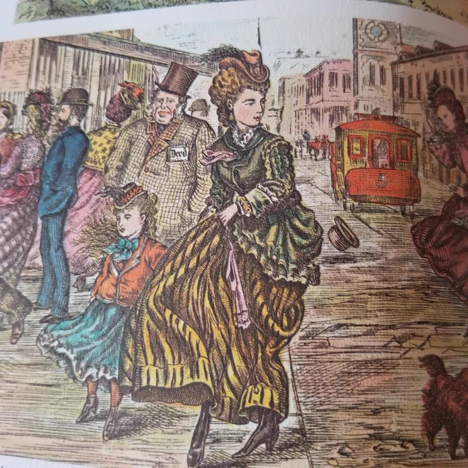 A picture of an illustration from 'pardon my lunch bucket', a collected history of photos and drawings from Hamilton assembled for the city's 125th anniversary.